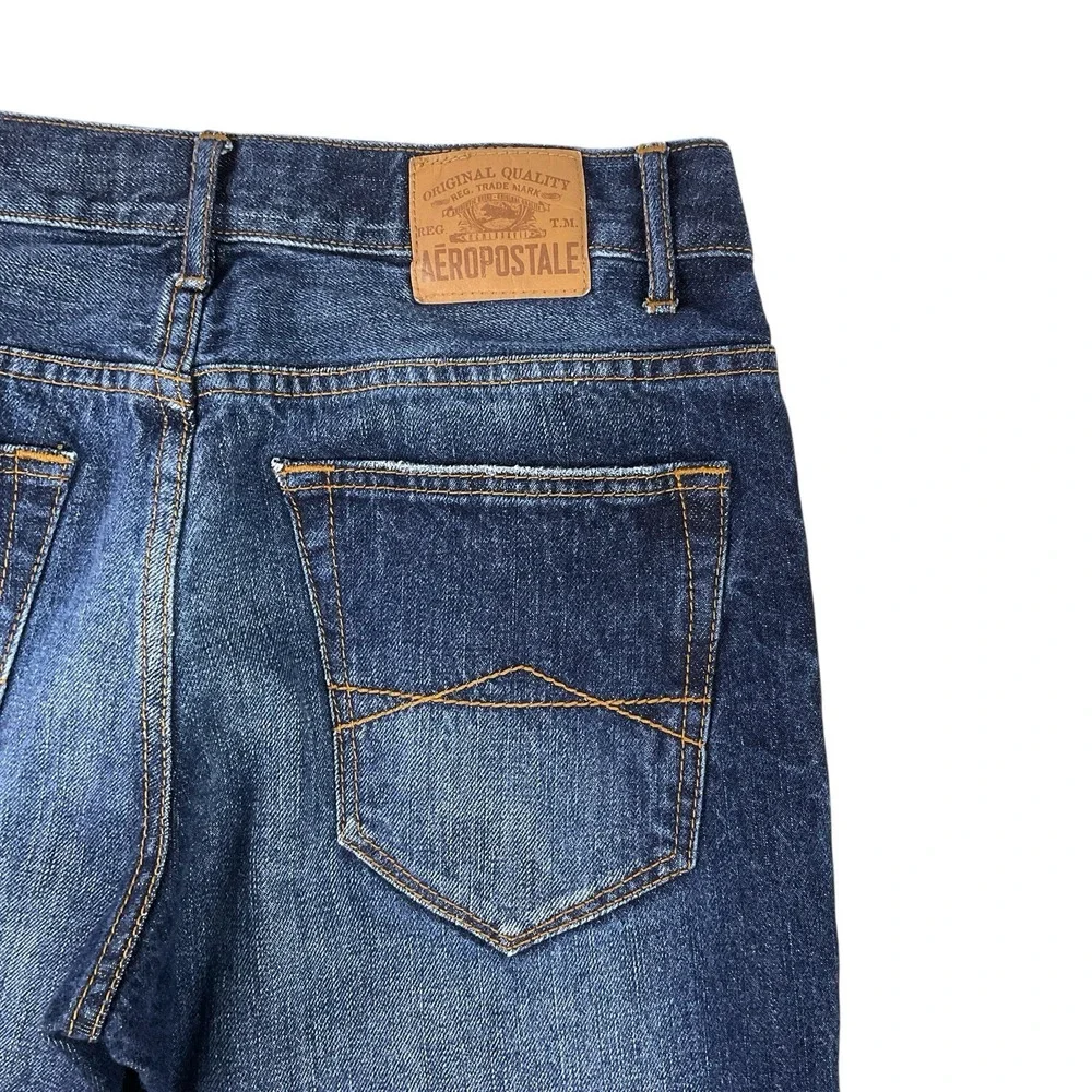 Aeropostale Men Jeans 30x32 (ACTUAL 30x29.5) Dark Blue Bootcut Benton Cotton EUC